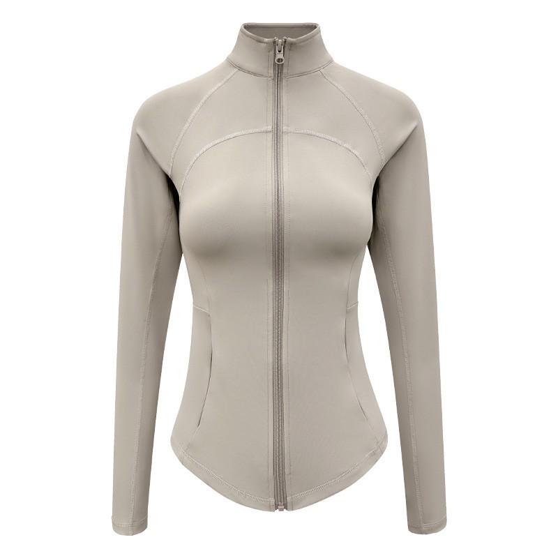 

Женская дышащая куртка для йоги с длинным рукавом на молнии и воротником-стойкой - Топ для фитнеса на открытом воздухе Small