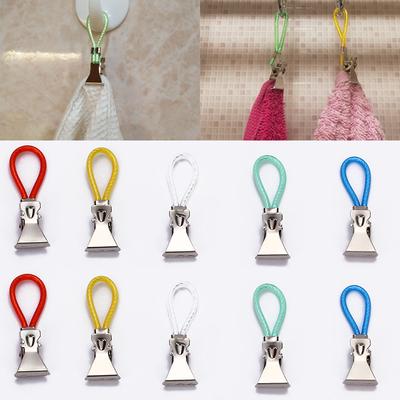 5PCS/Set  Fashionable Loops Hooks Hand Towel Hangers Clothes Pegs Clip On Household Towel Hanging Clips Kitchen