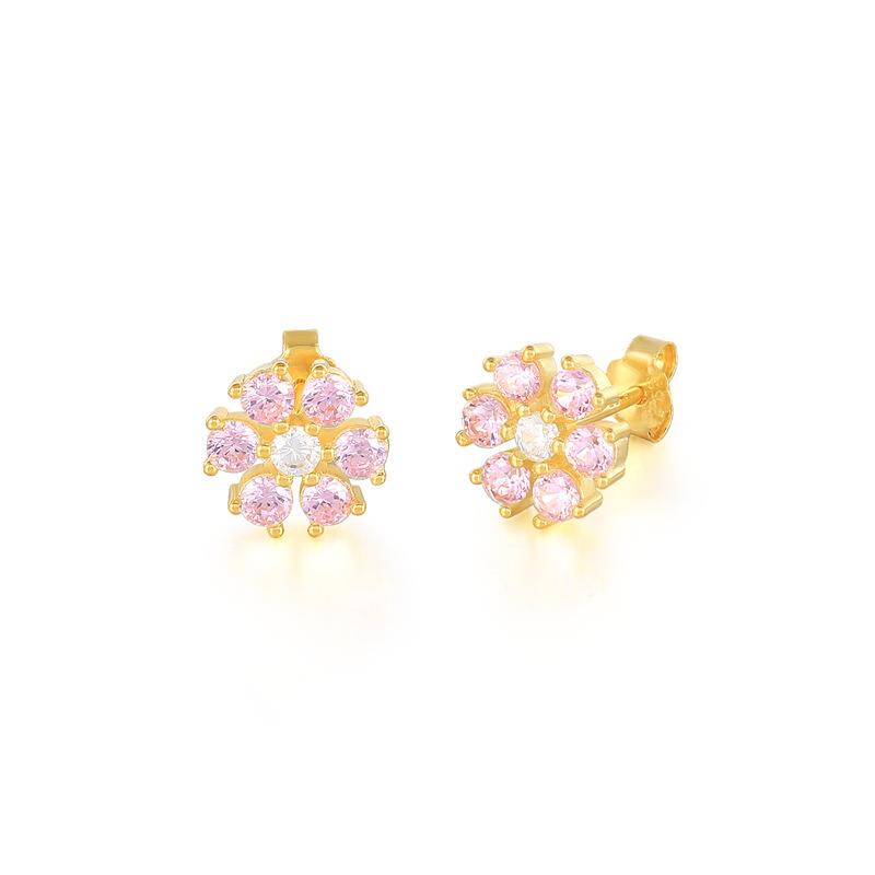 Best Selling Flower Stud Earrings S925Ins Wind Mini Diamond Six Valve Flower Stud Earrings