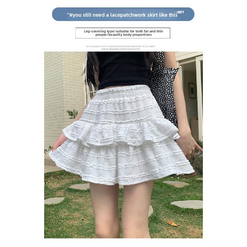 Purely desirable ballet-style sweet cake skirt women's clothing 2026 new high-waisted slimming A-line short skirt with anti-exposure design