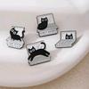 Cartoon Black Cat Brooch: Kitten Alloy Badge for Clothing and Backpacks