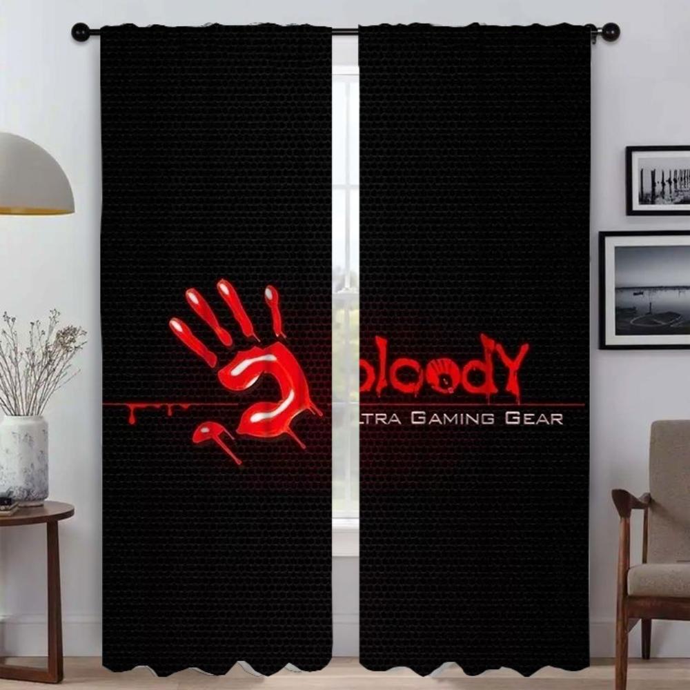 Bloody Blackout Curtains for Living Room Curtain Shades Anti-mosquito Curtains 2 Pieces Partition Halloween Decoration Kitchen