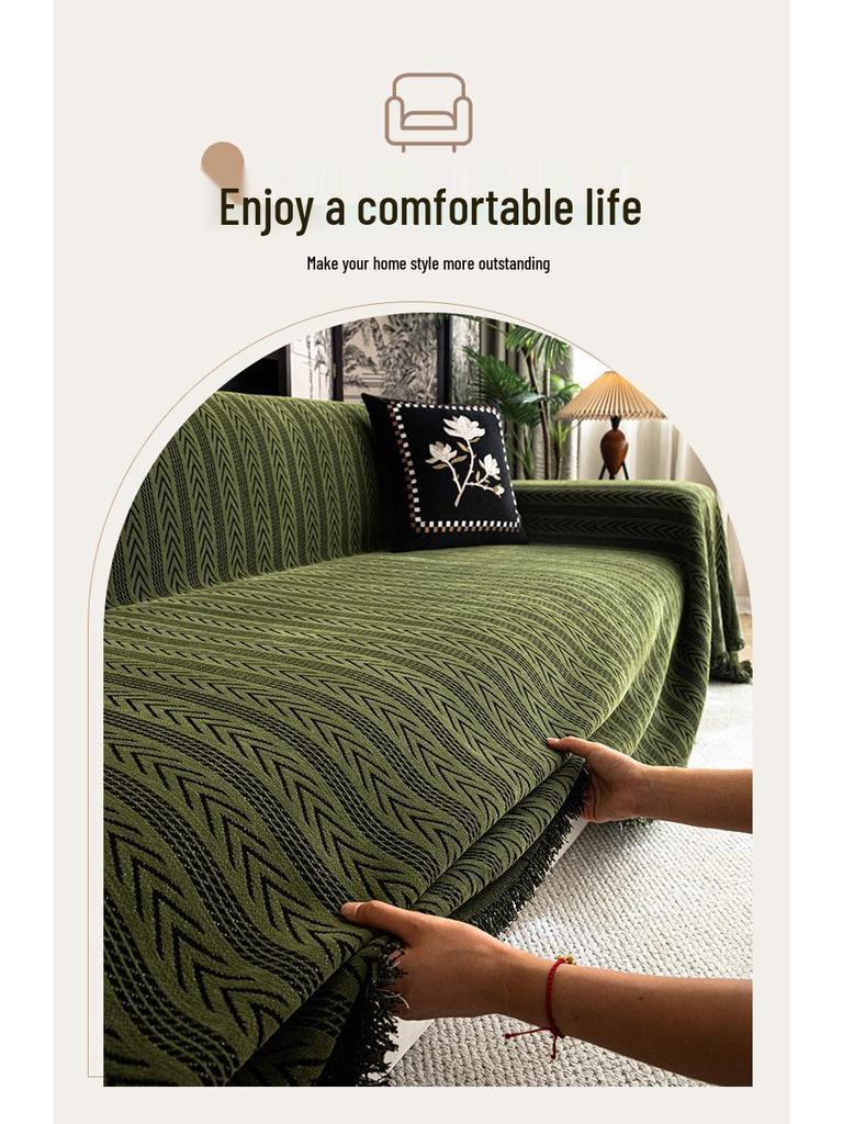 Chenille Cat-Scratch Resistant Sofa Throw - All-Season, High-End Feel, Fully Wrapped, Dirt-Resistant Blanket Cover