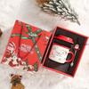Christmas Ceramic Cup Gift with Handle, Mug, Creative Gift Box with Lid and Spoon, Couple's Water Cup, Christmas Gift Cup