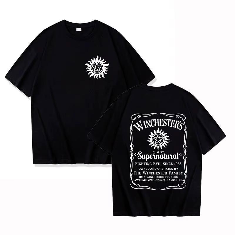 Hot Supernatural Print T Shirt Summer Fashion Casual Short Sleeve Round Neck Tops UnisexUnisexs TShirts