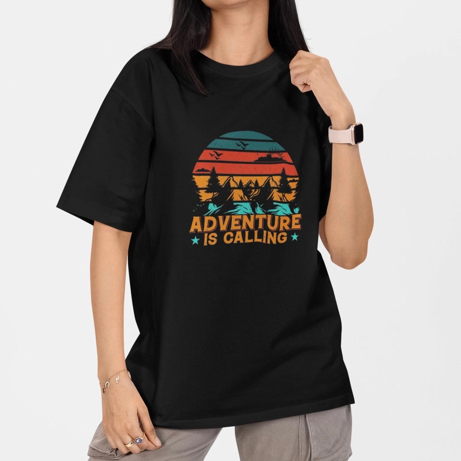Adventure Is Calling T Shirt Camping Hiking Outdoor Vintage Graphic Tee M