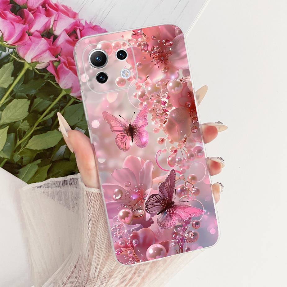 For Xiaomi Mi 11 Lite Case Luxury Flowers Butterfly Painted Cover Soft Silicone Case For Xiaomi Mi 11 Pro Mi11 Ultra Fundas Bags