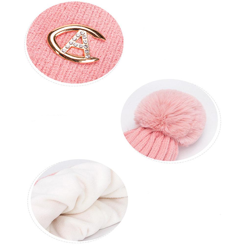 Winter Lady Fashion Thicken Beanie Knitting Wool Ball Solid Color Warm Hat Bonnet