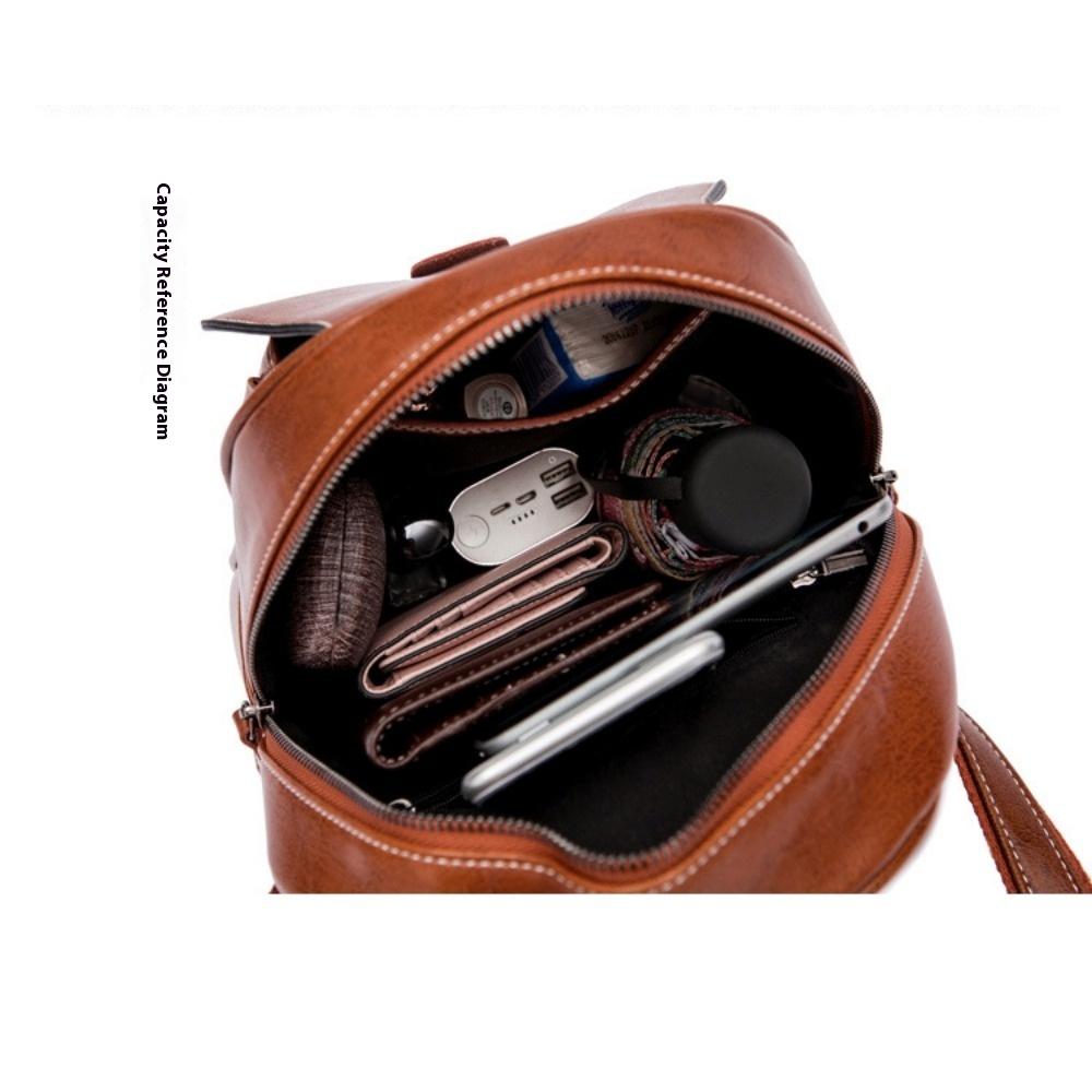 Bag Women's Leather Women's Bag Oil Wax Leather Vintage College Women's Backpack Backpack Trendy Women's Bag