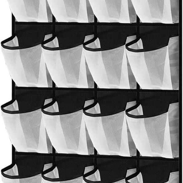 

24 Compartment Multifunctional Storage Hanging Bag with 4 hooks Behind The Door Shoe Hanging Bag Non-woven Fabric Home Storage чёрный