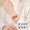 Lucky Yellow Crystal Double Circle Bracelet for Women, New Chinese Style Red Agate High-End Beaded Versatile Crystal Bracelet Jewelry