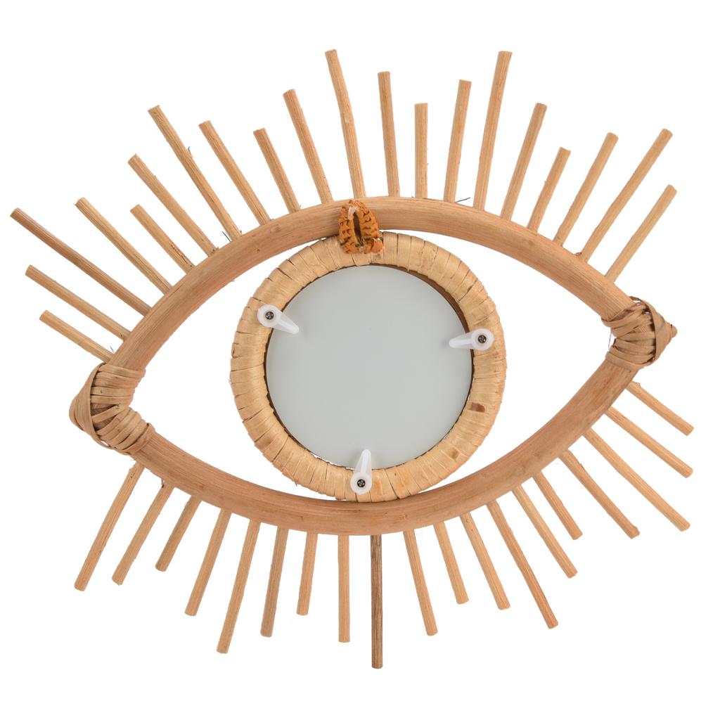 Nordisk Sminkspegel Rottingvävd Ögonformad Vägghängd Spegel för Hem Hotell Badrumsdekoration