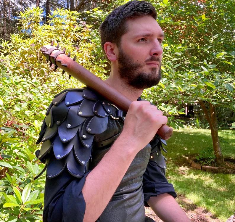 Medieval Viking Warrior Shoulder Armor for Halloween Cosplay чёрный