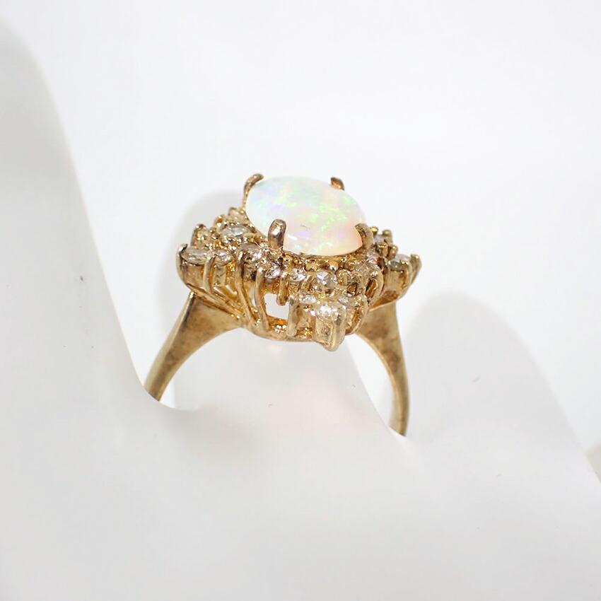 [Used] K14 Opal Diamond Ring / Size 14 / j55-50