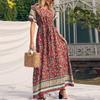 Ladies Fashion Casual Ethnic Bohemian Printed Vacation Beach Dress Long Skirt