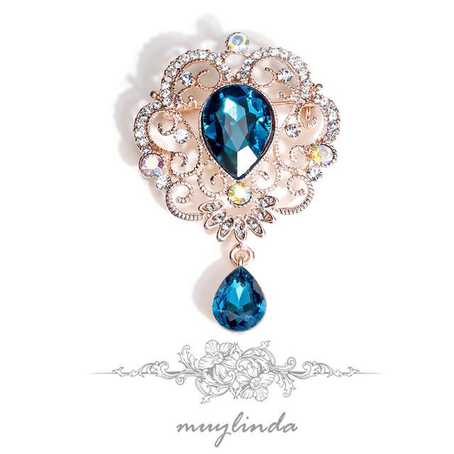 Fashion Retro Exquisite Baroque Water Drop Crystal Pendant Scarf Buckle Brooch Brooch