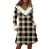 Womens Long Sleeve Pullover Dress Casual Knit V Neck Knee Length Dresses With Pockets