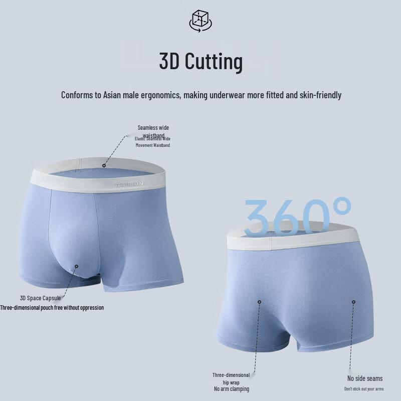 Yiershuang Men's 7A Antibacterial Cotton Boxer Briefs 6-Pack