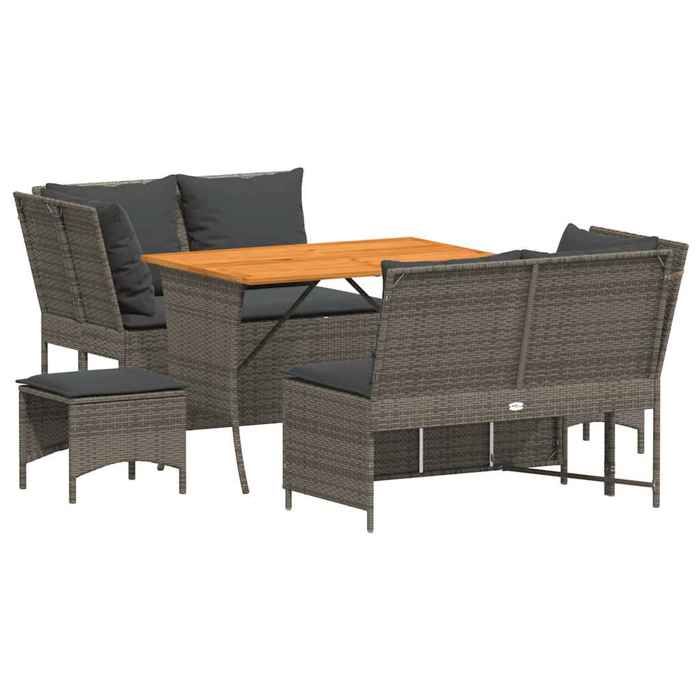 VidaXL Garden Lounge Set 5 Pcs with Grey Cushions Wicker, Outdoor Sofa Set, Garden Furniture Set, 3365346