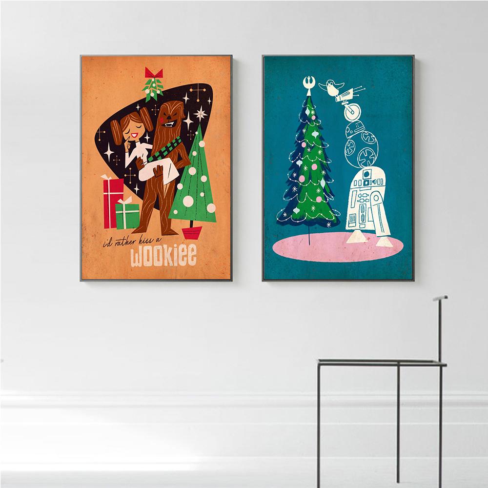 Disney Star Wars Cartoon Christmas Prints Poster Canvas Painting Modern Wall Art Picture For Living Room Bedroom Home Decoration