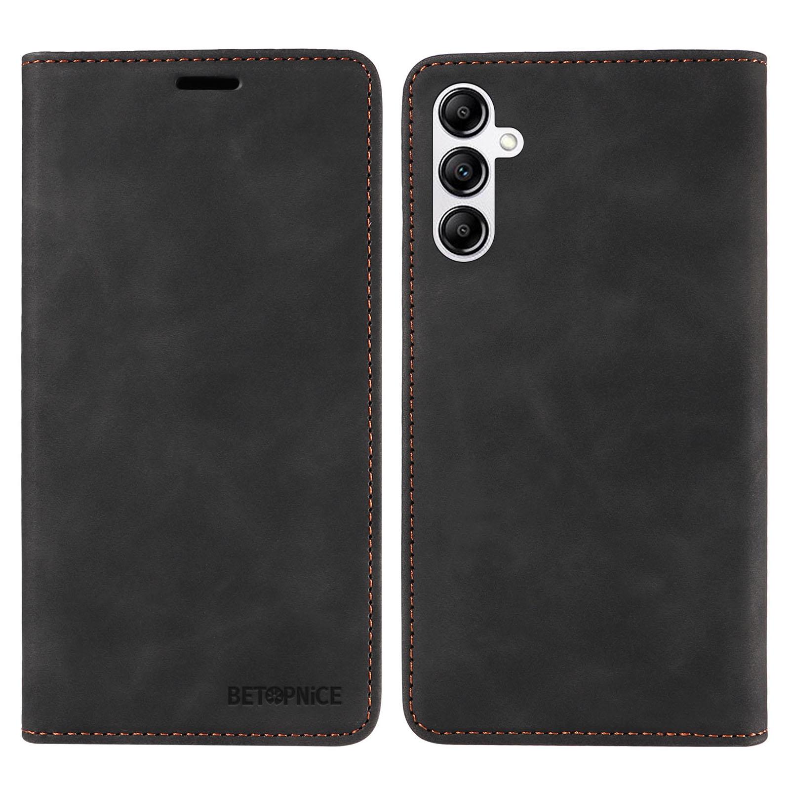 

BETOPNICE 003 For Samsung Galaxy A14 4G/5G Phone Stand Cover Shockproof Wallet RFID Blocking PU Leather Case Black