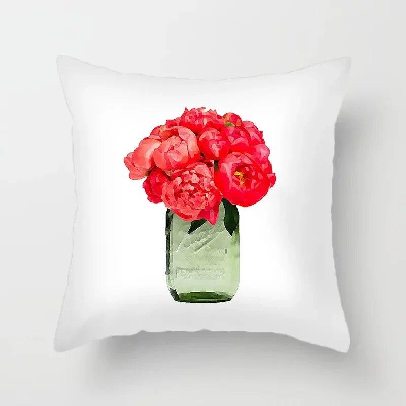 45X45CM Beautiful Flower Peach Skin Pillowcase Living Room Sofa Office Seat Lumbar Cushion Car  Cover Home Decoration