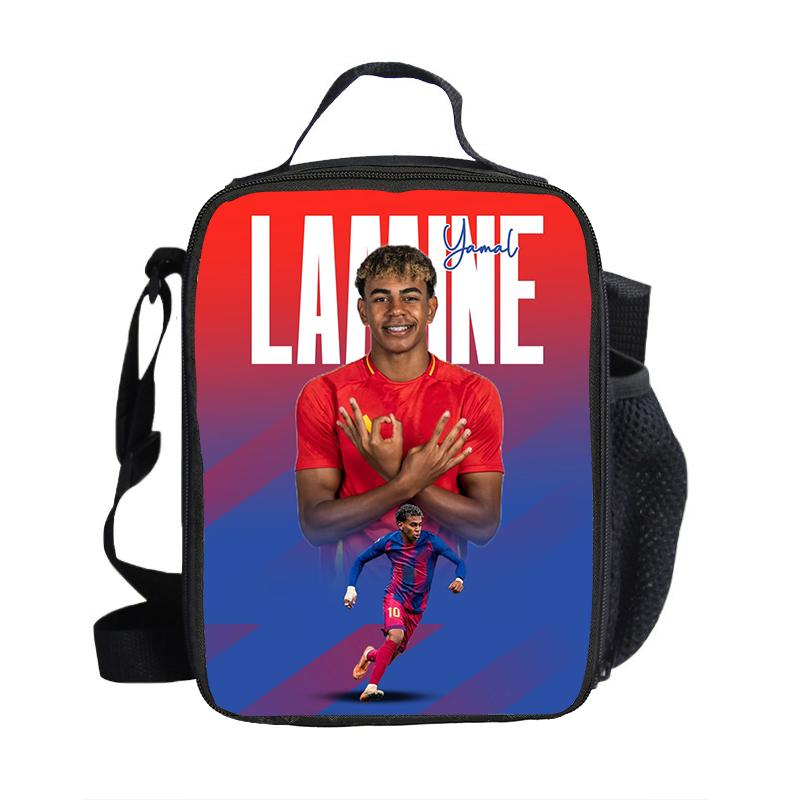 Borse Pranzo L-Lamin Yamal Sacchetti Conservazione Cibo Borsa Termica Stella del Calcio Contenitore Pranzo Isolato Borsa a Tote Anti-perdita Scatola Pranzo