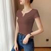 2023 Women's Korean Style Slim Fit Solid Color Short Sleeve T-shirt