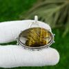 Jubileumsgåva till henne Hänge med naturlig tigeröga ädelsten 925 sterlingsilver