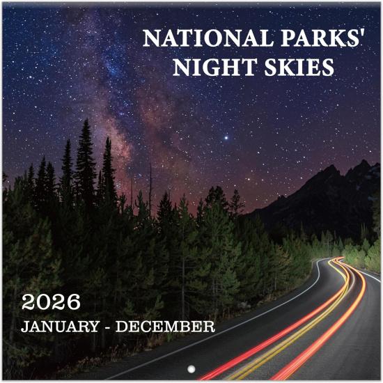 2026 Wall Calendar, 2026 National Parks Calendar, 12 Months from Jan 2026 - Dec 2026, 12  x 24  Open, Thick Paper, Hanging Holes, Large Blocks, Moon чёрный