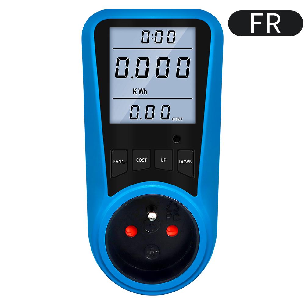 Digitaler Strommesser AC 230V Strommessgerät Voltmeter Zeit Watt Leistung Energie Tester 50Hz Steckdosenanalysator EU US UK AU FR BR IT Stecker