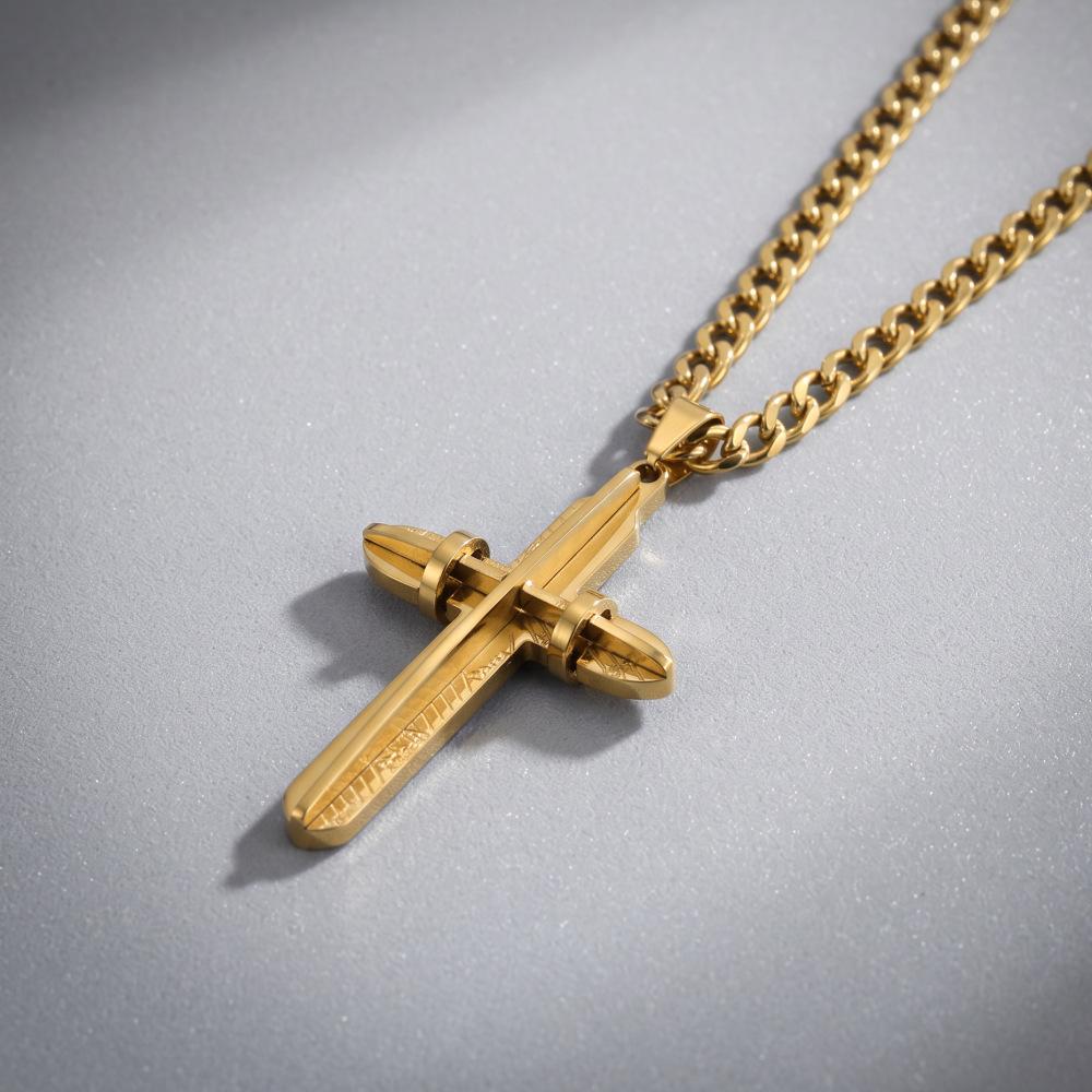 Men's Stainless Steel Cross Pendant Necklace - Fashionable Titanium Steel Jewelry