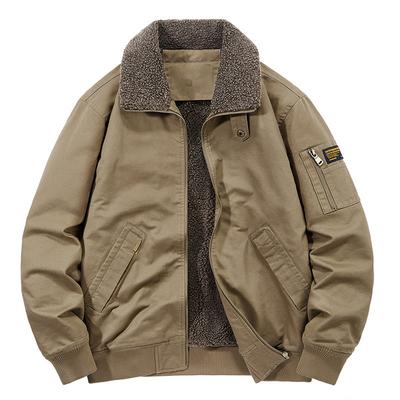 Casaco de lapela de inverno, lã espessada, ferramental, jaqueta acolchoada de algodão, casual, tamanho grande, jaqueta quente à prova de frio