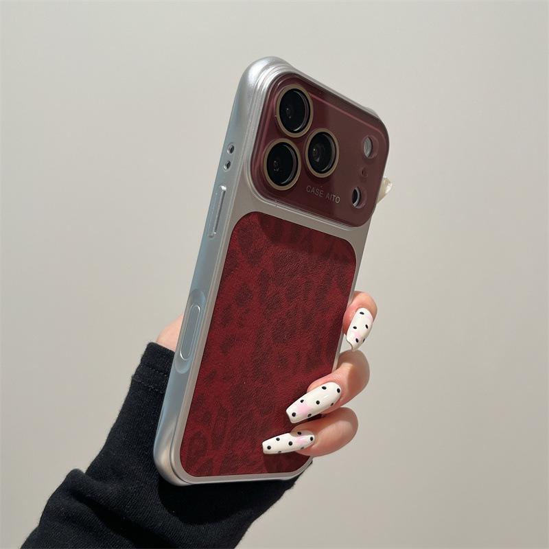 Leopard Print Leather iPhone 17 Pro Max Case with Full Lens Protection