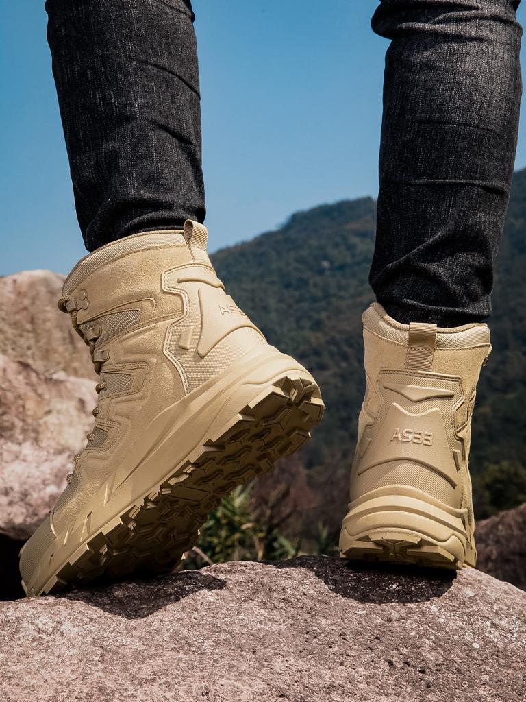 Men's Military Tactical Boots Army Boots Men Side Zipper Military Boots Men Anti-Slip Ankle Boots Work Safety Shoes Hiking Shoes