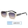 American retro women's high-end brown sunglasses, personalized narrow frame fashionable concave shape UV-proof sunglasses