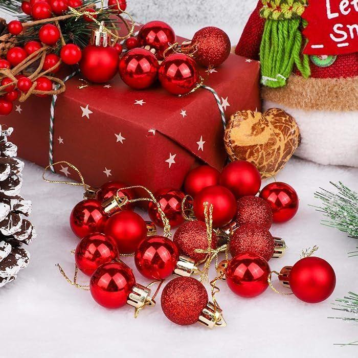 24 Pcs 3CM Multi Christmas Tree Baubles Balls - Xmas Hanging Ornament Decor - Christmas Decoration Items and Gifts