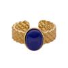 Niche Retro High-End Open Ring S925 Sterling Silver Inlaid With Natural Lapis Lazuli Powder Crystal Colored Treasure Ring For Women