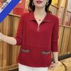High-end zipper sweater women's long-sleeved autumn clothing women's new foreign style loose belly cover top casual versatile jumper