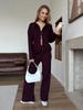 Russian and European style solid color long-sleeved zipper cardigan knitted suit + wide-leg trousers two-piece women's clothing