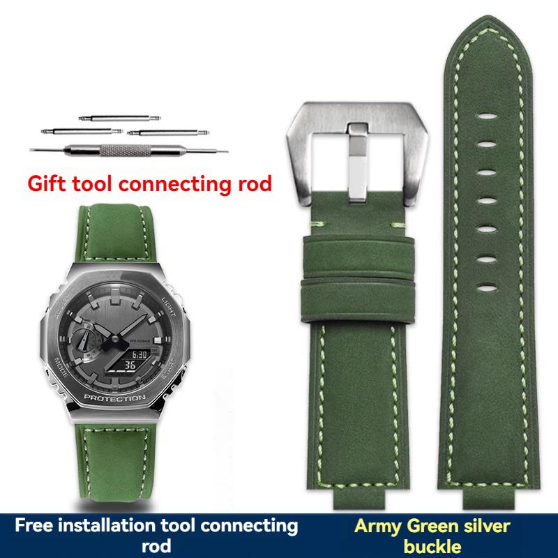 Modified Cowhide Watch Strap for Casio G-SHOCK GM-2100 GA2100 GA-2100 GM110 GA-110/120 GD-110 Wristband Watchband 24x16mm