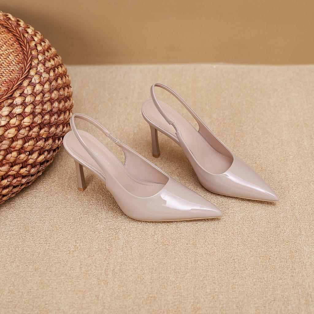 2199-6 Europe and the United States Sexy Black Pointed Strap High Heel Sandals New Bag Head Empty Word with Thin Heel Sandals