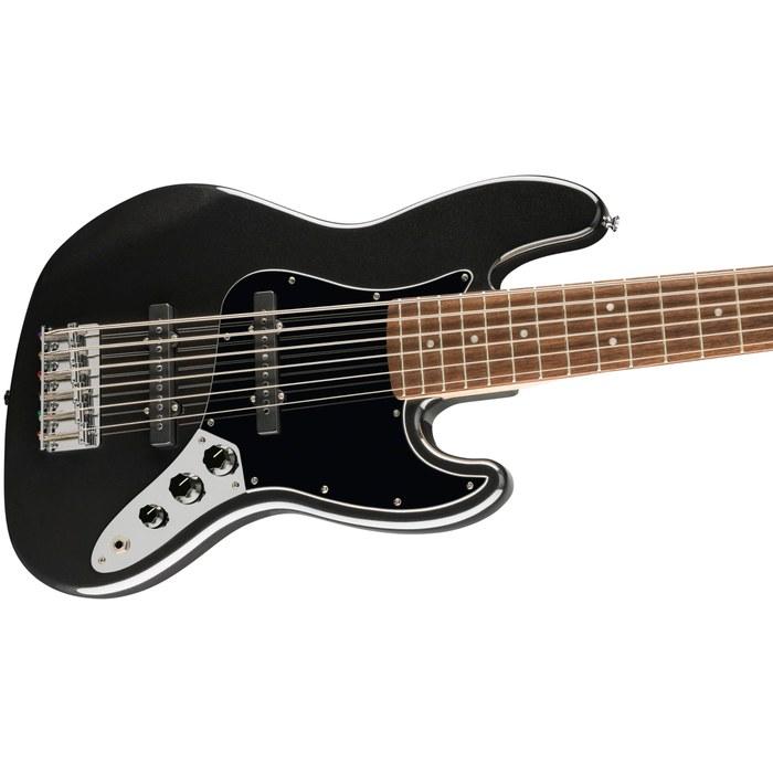 Squier Affinity Series Jazz Bass VI, Laurel Fingerboard, Black Pickguard, Black Metallic, with Soft Case