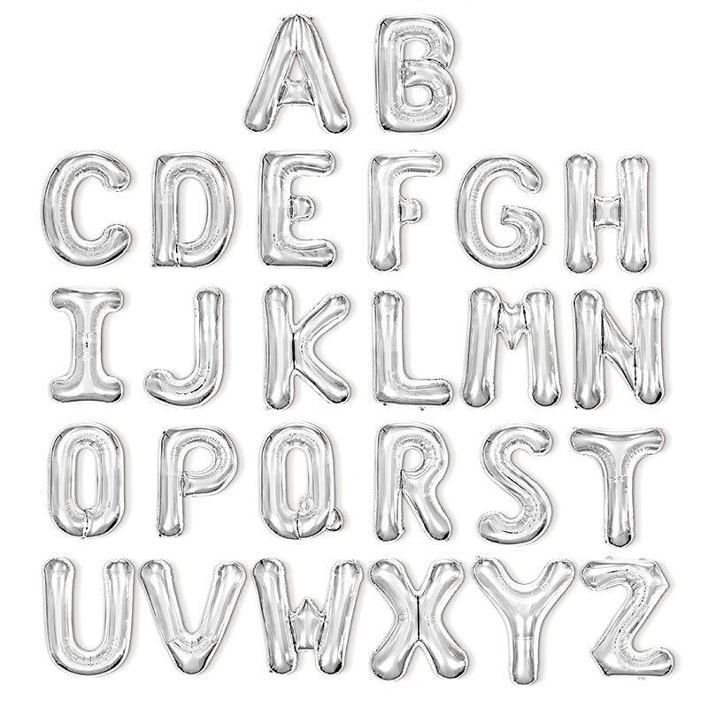 16-Inch Silver English Alphabet Balloons