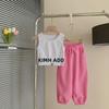 2024 Meisjes Koreaanse Letter Hoodie & Sweatpants Set - Lente/Herfst Trendy Tweedelig voor Kinderen