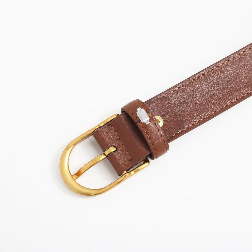 Women's Versatile Cowhide Leather Belt - Fashionable, Casual, and Decorative Waistband for Jeans