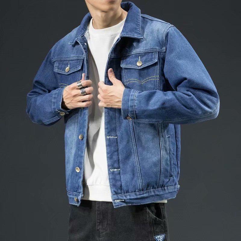 Men's Winter Thickened Velvet Denim Jacket - Warm & Versatile, Loose-Fit Cotton Coat, Large Size.