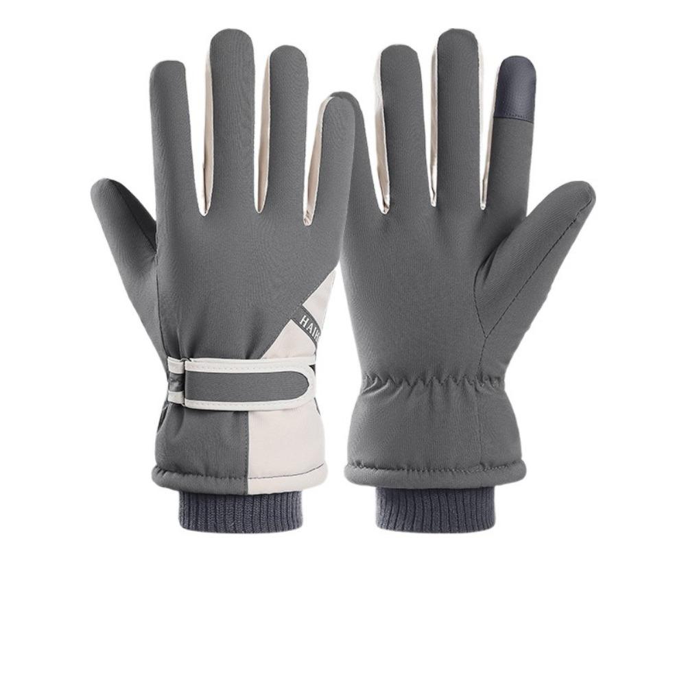 Full Fingers Cold-resistant Winter Gloves Waterproof Piled Riding Gloves Windproof Thickened Cycling Gloves Running