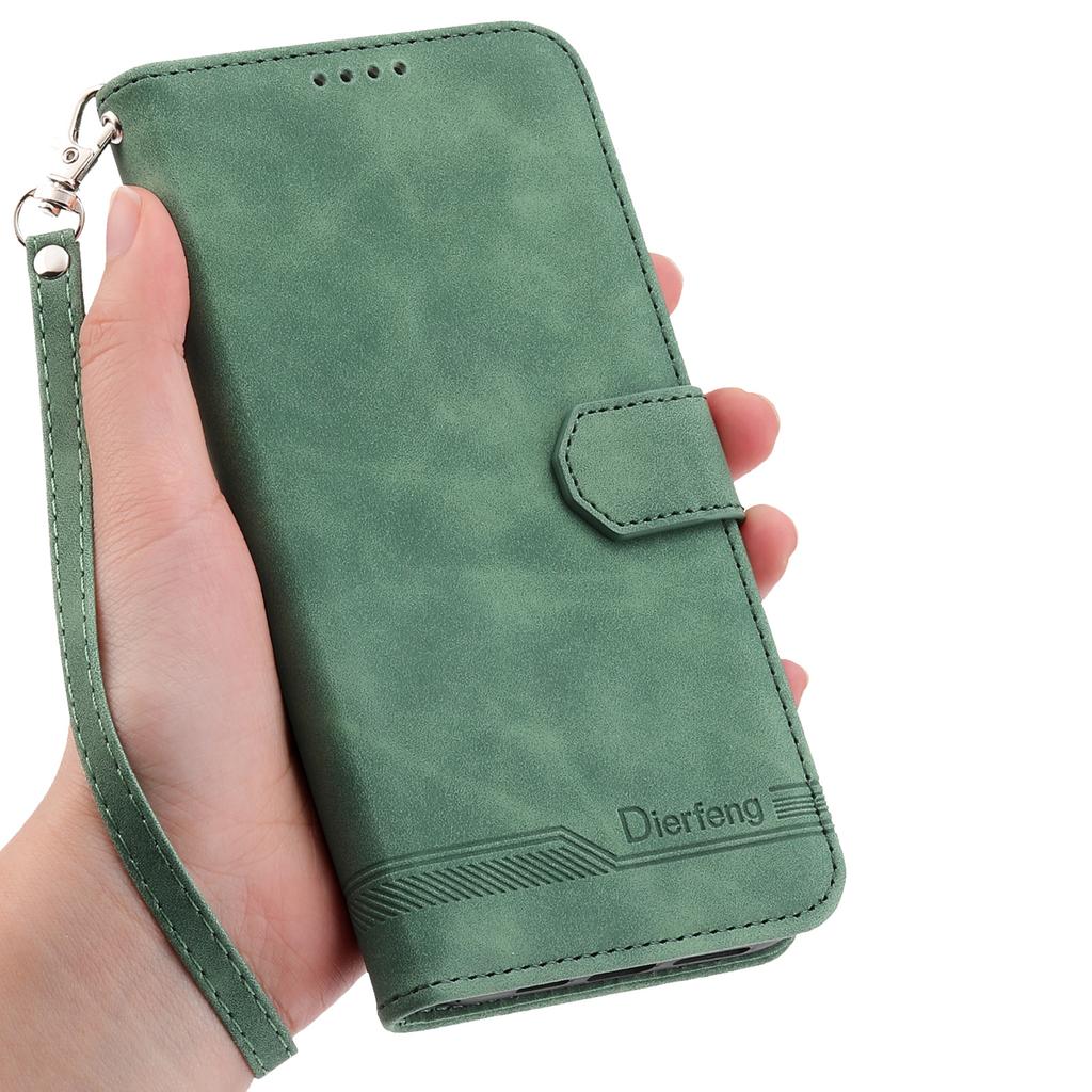 DIERFENG DF-03 For Xiaomi Redmi K70 Ultra Leather Case Lines Imprint Wallet Phone Cover