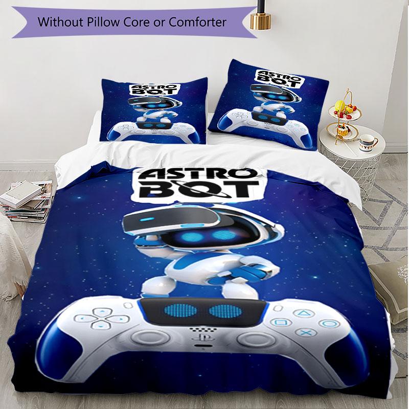 3pcs Duvet Cover Set (1*Duvet Cover + 2*Pillowcase, Without Core), Cosmic Bot Crew Print Soft All‑Season Bedding Set, Home Bedroom Decor Gift